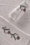 Cross Stitch Embroidered Rose Velvet Hand Face Towel Set of 2 - 50X90 cm - Cream - 7
