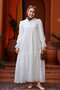 Collared Lace Dress White - 2