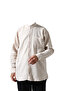 Men's Judge Collar Long Sleeve Buttoned Muslin Shirt Beige - 3