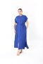 Women's Plus Size Cobalt Blue, Front Length Buttons, Belted Long Dress 65N38956 - 6