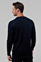 Ds Damat Regular Fit Navy Blue Plain Knit Cotton Blended Knitwear Sweater - 4