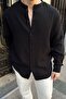Tokma Men's Summer Cotton Shirt with Stand Collar and Buttoned Comfortable Fit