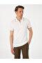 Ecru Slim Fit 100% Cotton Zippered Polo Collar T-Shirt 50307516-Vr019 - 3