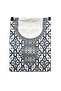 Womens Unstitched material White and Navy Blue Geometric Pattern, Embroidered Neckline - 3