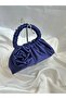 Navy Blue Satin Rose Portfolio Evening Dress Handbag - 2