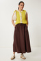 Faded Effect Flared Denim Skirt Brown Lmx0074 - 3