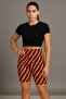Women's High Waist Zebra Patterned Twill Shorts Leggings – Gathering & Stretchy - 2