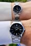Black Dial Metal Color Lover Couple Two Wrist Watch - 3