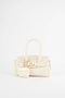 Women's Case Cream Charm Gift Design Flip Lock Closure Hand Arm and Shoulder Bag - 2