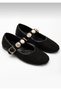 Women's Bitter Brown Daily Ballerina Strap Adjustable Buckle Tweed Fabric Lightweight Comfortable Shoes