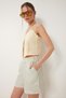 Women's Cream Green Striped Muslin Shorts with Pockets Rg00059 - 3