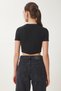 Women's Black Stylish Stone Heart Detailed Crop Knitted Blouse Kh00101 - 4