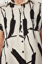 Women's Black Bone Patterned Short Sleeve Viscose Shirt En00640 - 4