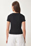 Women's Black Gold Accessory Ribbed Knitted Blouse Zv00297 - 5
