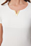 Women's Bone Gold Accessory Ribbed Knitted Blouse Zv00297 - 4