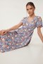 Women's Blue Cream Floral Patterned Summer Viscose Dress Ub00382 - 5
