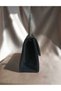 Women's Black Silvery Stone Buckle Detailed Portfolio Stone Handle Evening Dress Bag - 5