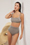 Haki Büzgülü Bralette Kaplı Bikini Üstü TBESS25BU00035