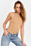 Women's Camel Sleeveless Crop Blouse Tf63-90