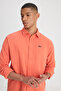 Relaxed Fit Wide Cut 100% Cotton Orange Shirt - 6