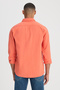 Relaxed Fit Wide Cut 100% Cotton Orange Shirt - 8