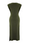 Haki Düz Büzgü / Drape Midi Büzgü Drape Detaylı Kruvaze Yaka  Örme Elbise TWOSS25EL00098 - 7