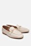 Women's Leather Ecru Buckle Loafer - 4
