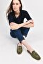 Women's Leather Khaki Buckle Loafer - 2