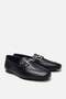 Women's Leather Black Buckle Loafer - 2