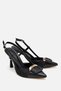Women's Black Straw Detailed Open Back Heeled Shoes - 5