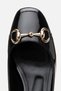 Women's Patent Leather Black Buckle Open Back Heeled Shoes - 7