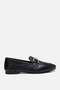 Women's Leather Black Buckle Loafer