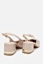 Women's Patent Leather Beige Buckle Open Back Heeled Shoes - 7
