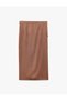 Cupro Fabric Asymmetrical Cut Belted Cargo Pocket Long Double Breasted Skirt - 4