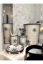 Red Ceramic Dara Collection 5 Piece Bathroom Set Snow Pattern - 3