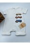 Bebe Kids Cute Toy Vehicles Pattern Snap Fastener Short Sleeve Shorts (Jumpsuit) 100% Cotton - 8