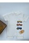 Bebe Kids Cute Toy Vehicles Pattern Snap Fastener Short Sleeve Shorts (Jumpsuit) 100% Cotton