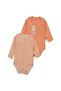 Orange Cat Printed - Leopard Patterned Baby Girl Bodysuit Set of 2