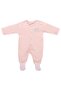 Baby Girl Salmon Plain Snap-On Jumpsuit with Self Socks - 4