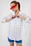 Women's Striped Oversize Shirt 20278 - White - 4