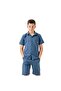 Boy's Navy Buttoned Shirt and Double Shorts Set - 4