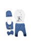 Ecru Blue Giraffe Printed 5 Piece Baby Boy Hospital Exit Set - 3