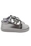 Baby Girl Metallic Gray Glitter Bow Velcro Leather Shoes - 6