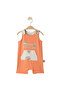 Baby Boy Salmon Monkey Patterned Pocketed Jumpsuit - 3