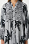 Modest Freya Gray Women's 100% Viscose Maxi Length Layered Balloon Sleeve Long Summer Dress - 3