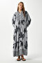 Modest Freya Gray Women's 100% Viscose Maxi Length Layered Balloon Sleeve Long Summer Dress - 8