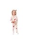 Unisex Salmon Yellow Piping Red Teddy Bear Print Double Breasted Lapel Pajamas Set - 3