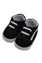 Baby Boy Black White Leather Line Linen Shoes - 5