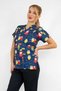 Unisex Navy Blue Rain Owls Themed Hospital Doctor Nurse Scrubs Top - 6