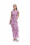 Sleeveless Smocked Floral Tulle Maxi Dress - 2